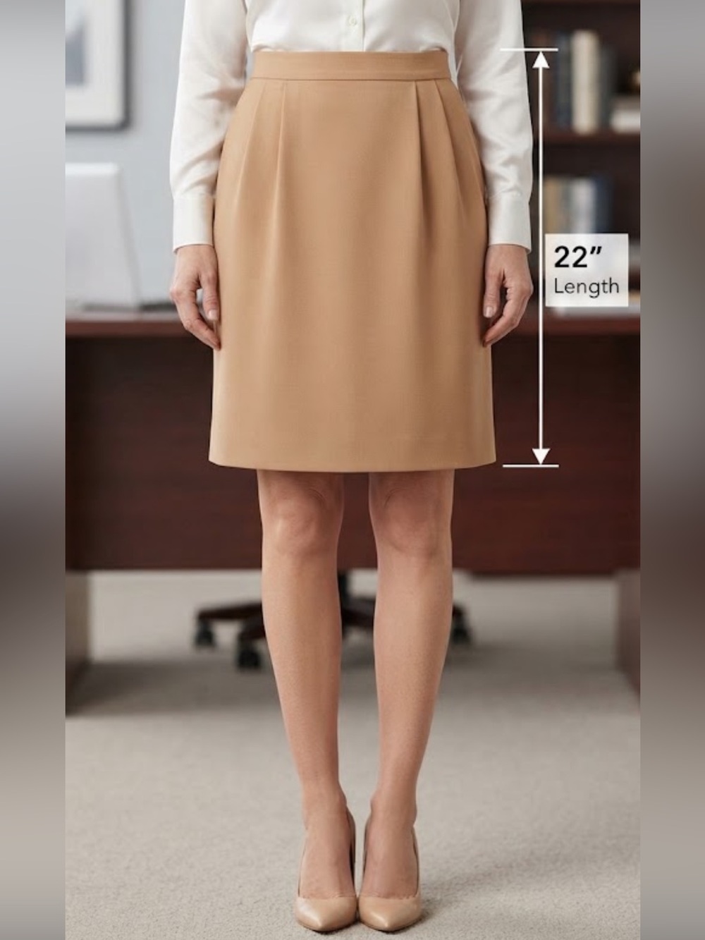 Escada tan virgin wool pencil skirt